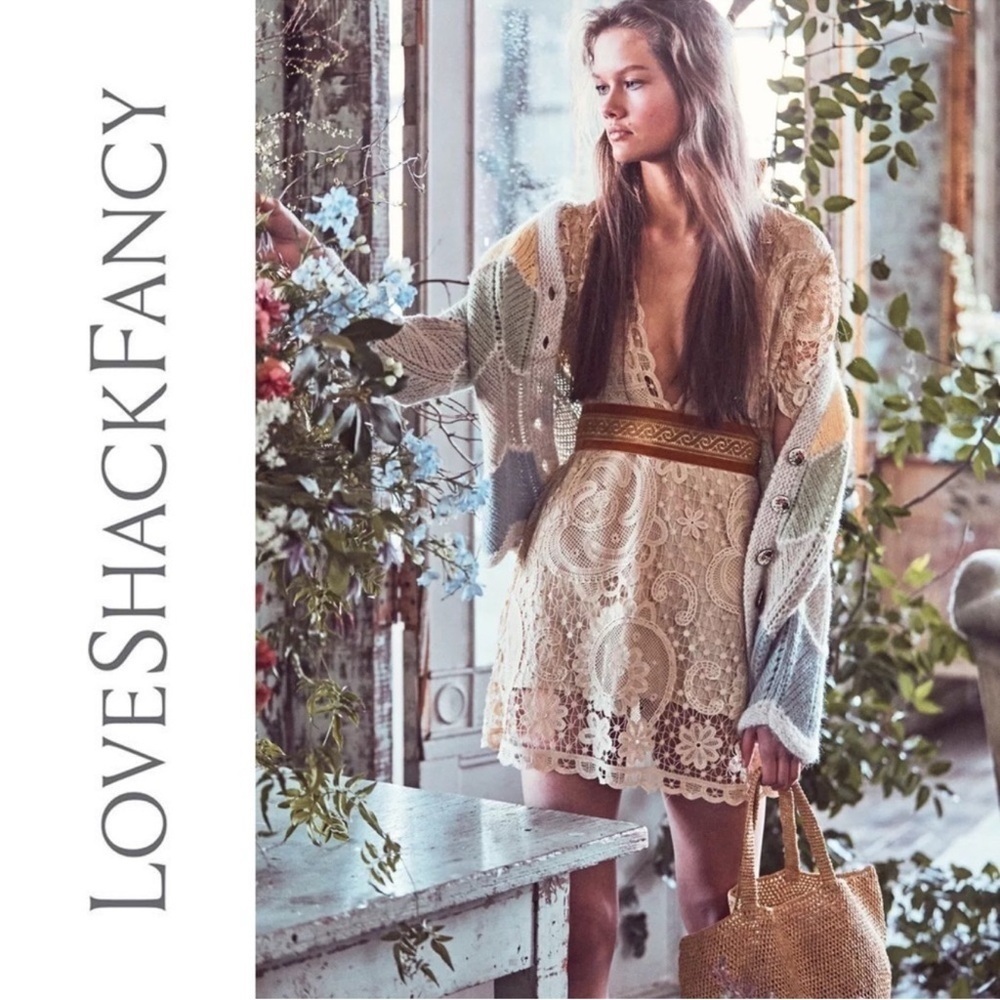 LoveShackFancy Daniela Lace Mini Dress‎ Dolce Cream Size 0 NWT